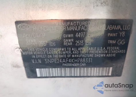 2019 Hyundai Sonata Se from USA, damaged, VIN 5NPE24AF4KH788331